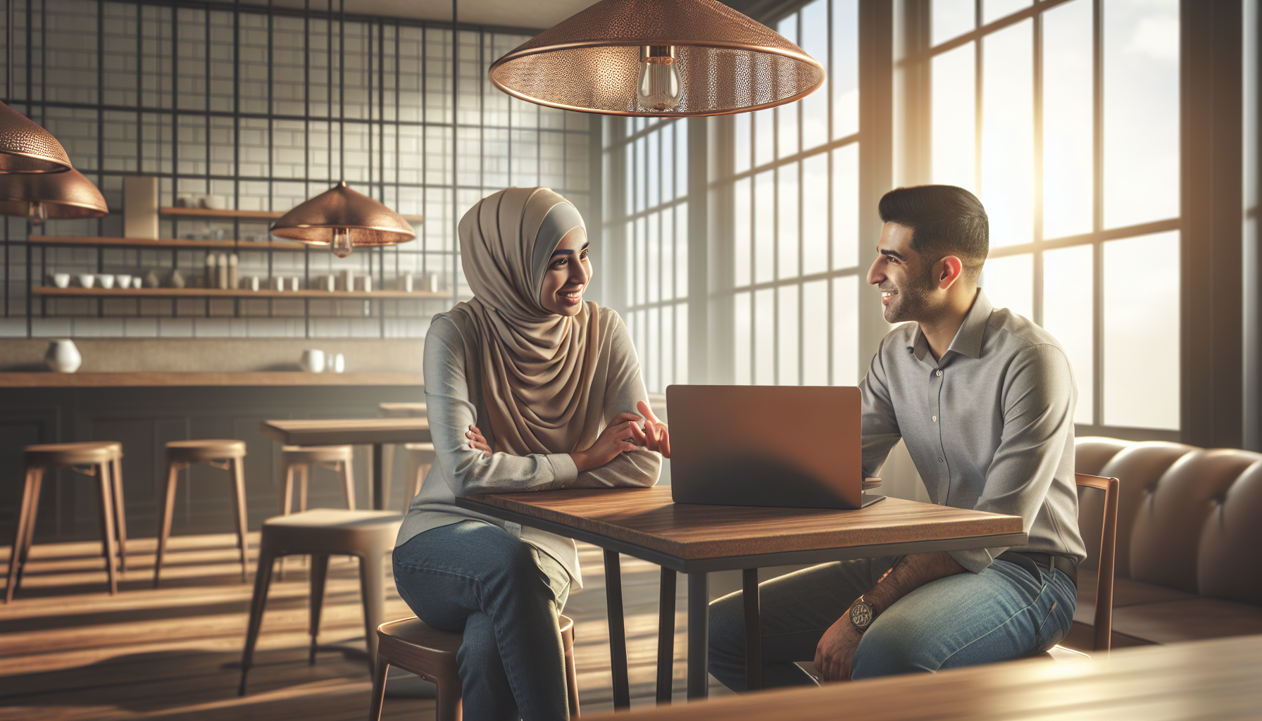 A friendly consultant helping a Newcastle business owner understand AI